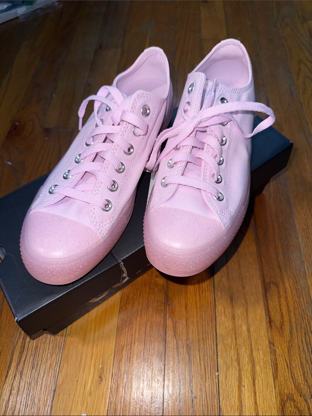 Converse Pink Low-Top Glitter Toe Sneakers